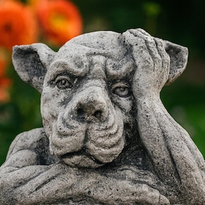 Steinfigur Gargoyle Mauerhocker Garten Figur Deko  Massiv Gartenfigur Dekofigur