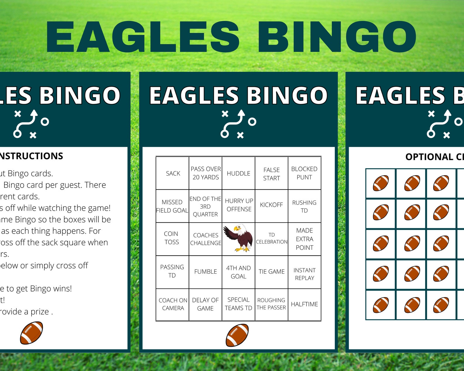 Philadelphia Eagles Bingo Eagles Party Games Eagles Party | Etsy