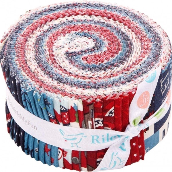 Celebrate America Rolie Polie, by Riley Blake Designs , Patriotic Cotton Fabric Strips, Scrappy Quilt, 2.5 Inch Strips