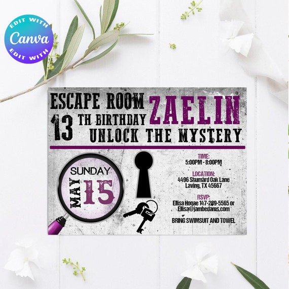 Editable Invitation Escape Room Invitation Escape Room - Etsy