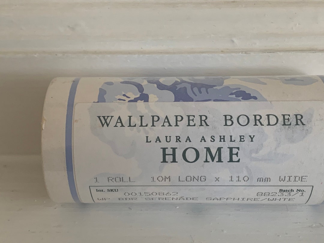 Vintage Laura Ashley Wallpaper Border Serenade Sapphire/ White Etsy