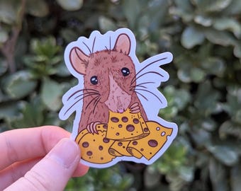 Cute Rat Eating Cheese Sticker