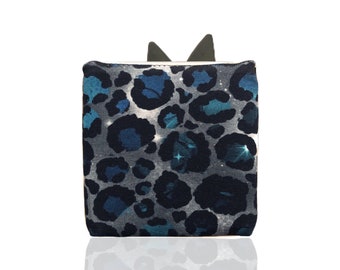 Toniebox Schutzbezug / Musikbox Schutzhülle Jersey Stoff Tierprint Leopard Blau