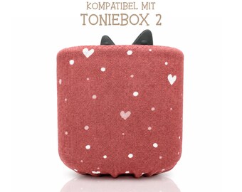 Cover suitable for Toniebox 2 - Protective cover / cover, antique rose with heart