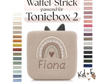 Waffle knit rainbow boho cover suitable for Toniebox 2 - protective cover / cover plain jersey / 30+ colors - personalized