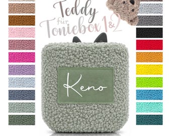 Teddy Bear Cover suitable for Toniebox 1 or 2 - 23 Colors - Protective Cover / Cover Teddy Bouclé Fluffy - Personalized with Name