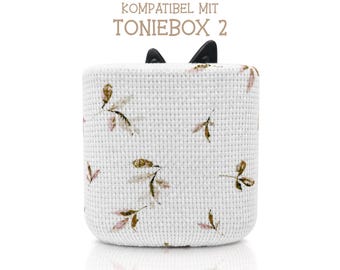 Waffle knit cover suitable for Toniebox 2 - protective cover / cover / 3 colors - customizable - floral beige / purple / blue