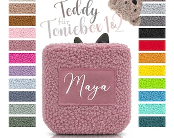 Teddy Bear Cover suitable for Toniebox 1 or 2 - 23 Colors - Protective Cover / Cover Teddy Bouclé Fluffy - Personalized with Name