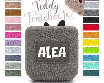 Teddy Bear Cover suitable for Toniebox 1 or 2 - 23 Colors - Protective Cover / Cover Teddy Bouclé Fluffy - Personalized with Name