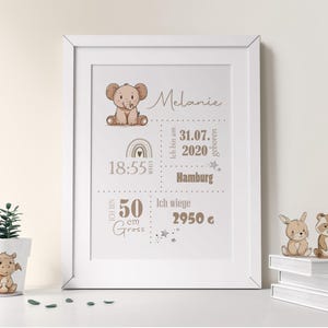 Geburtsposter / Geburtstafel personalisiert mit Namen und Geburtsdaten / Kinderzimmer / Geburtsbild M35
