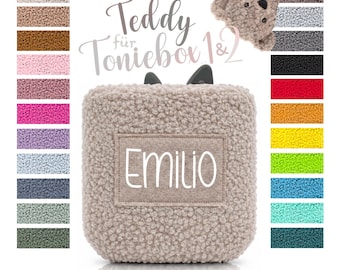 Teddy Bear Cover suitable for Toniebox 1 or 2 - 23 Colors - Protective Cover / Cover Teddy Bouclé Fluffy - Personalized with Name