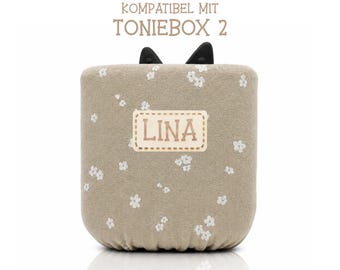 Cotton jersey cover suitable for Toniebox 2 - protective cover / cover floral beige