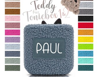 Teddy Bear Cover suitable for Toniebox 1 or 2 - 23 Colors - Protective Cover / Cover Teddy Bouclé Fluffy - Personalized with Name