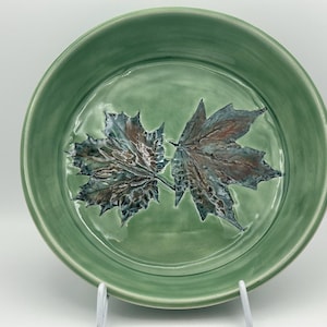 Fall Leaf Ceramic Bowl | Maple Leaf Design Pottery Bowl