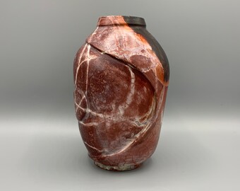 Saggar Vase | Handmade Vase | Raku Vase | Ceramic Vase | Carved Vase