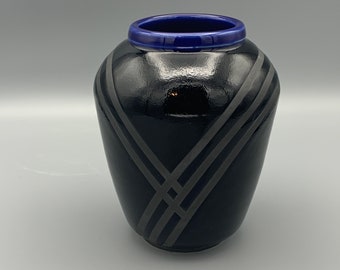 Ceramic Vase | Black Vase | Striped Vase | Pottery Vase