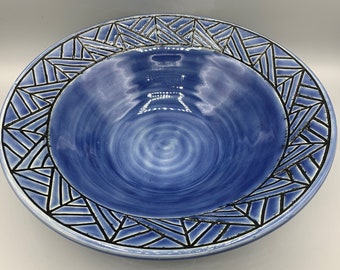 Carved Ceramic Bowl | Carved Pottery Bowl
