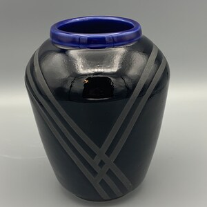 Ceramic Vase Black Vase Striped Vase Pottery Vase 画像 2