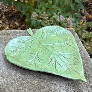 Raku Platter – Raku Pottery Plate – Ceramic Platter – Handmade Platter – Leaf Shaped Platter