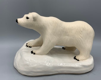 Ceramic Polar Bear Sculpture | Hand Sculpted Polar Bear | Bear Sculpture