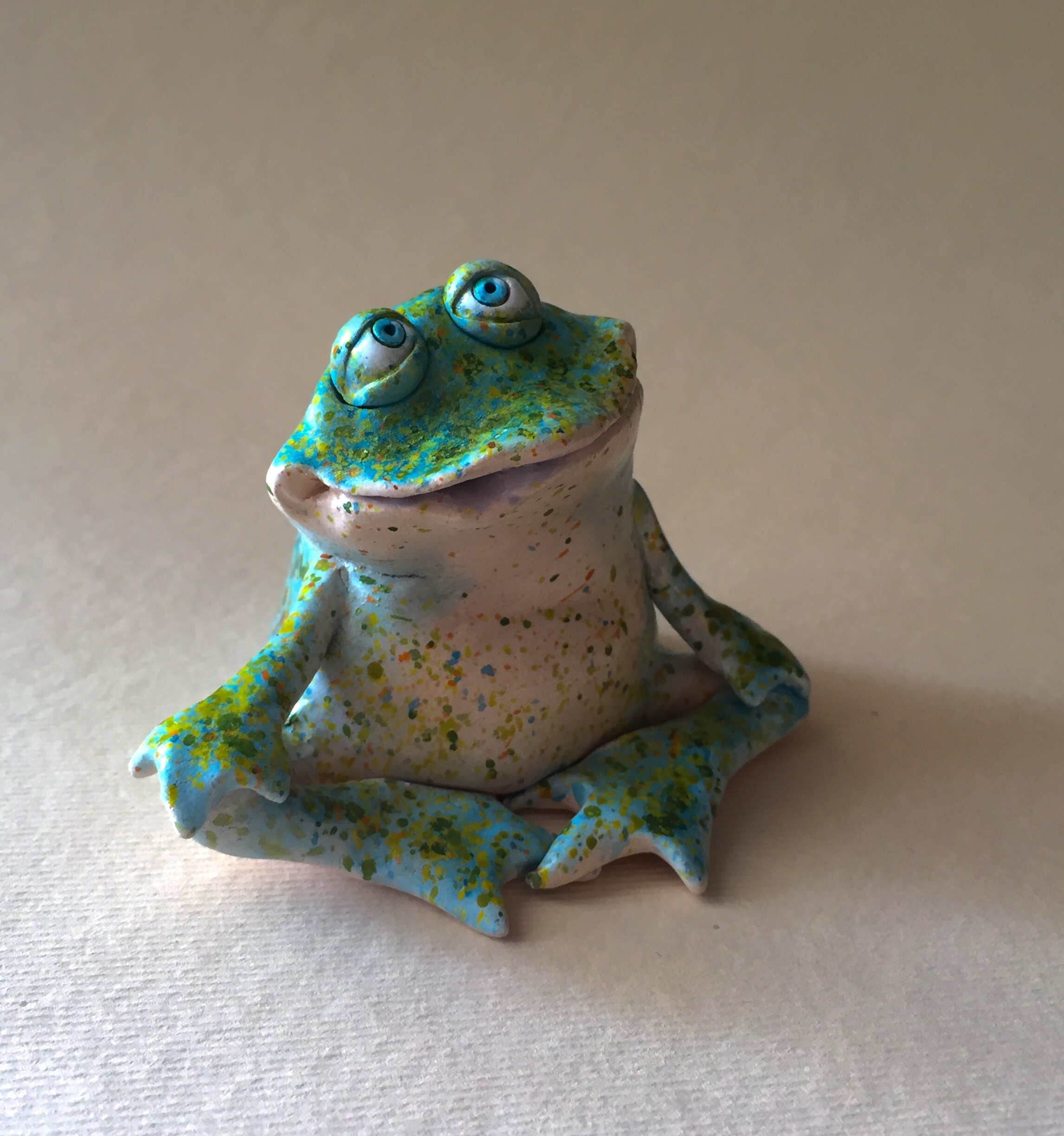 Nirvana Ceramic frog. Meditation Frog figurine.Frog statuette. Etsy