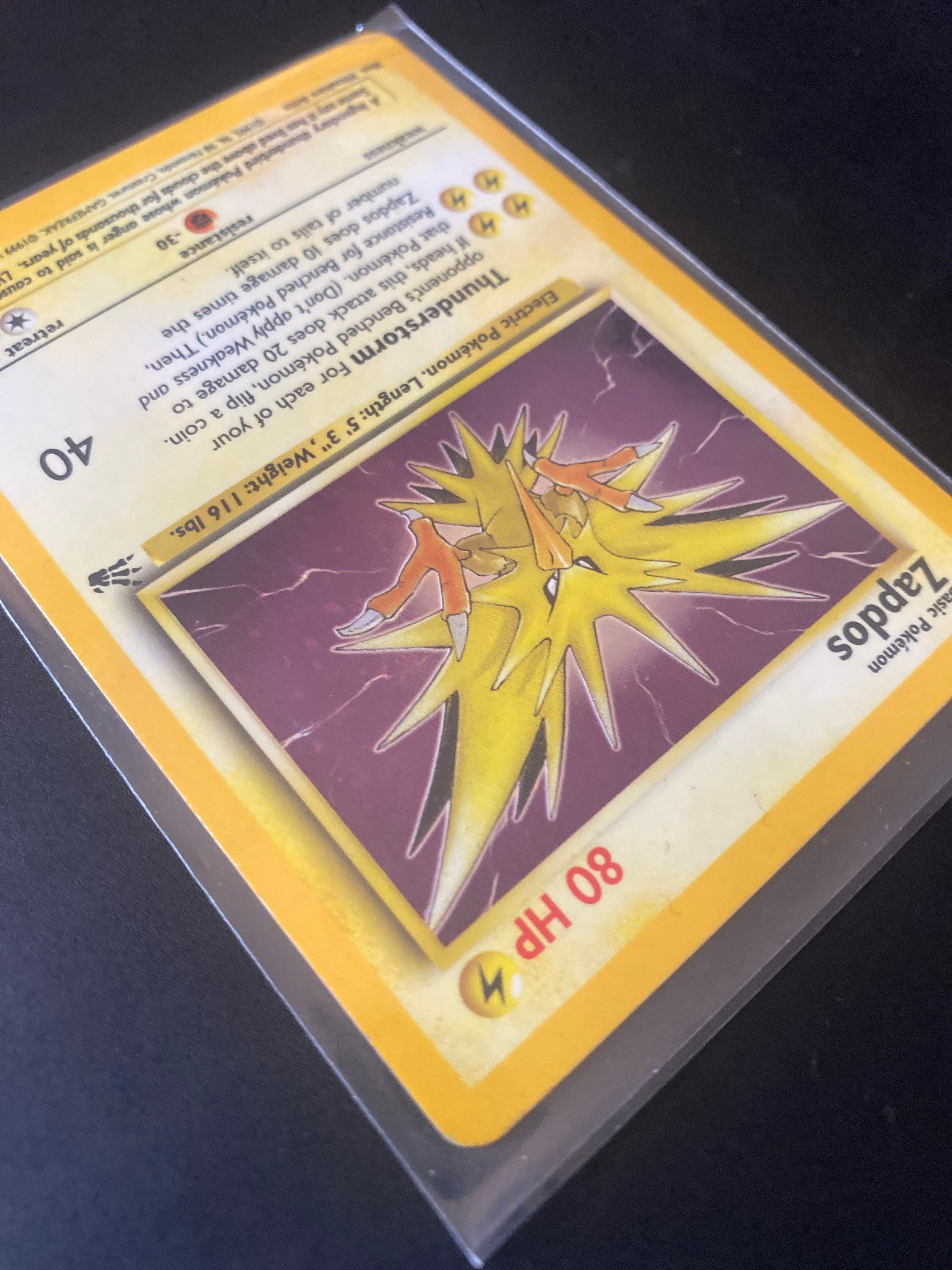 zapdos 1995 pokemon card (BS 16) - Base Set - English - PSA 8 Colorless Thunder (60) Flip a coin Zapdos - Pokmon - Fossil