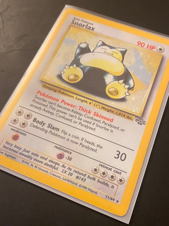 Snorlax - Pokmon - Jungle 11/64 - Rare Authentic Holographic Collectible  Trading Card - Etsy