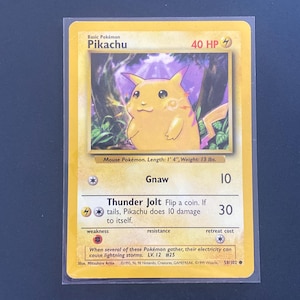 Pikachu - Pokémon - Colección básica 58/102 - Carta coleccionable vintage auténtica