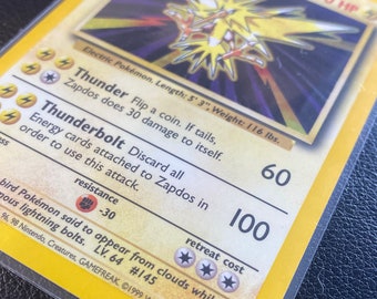 zapdos rare card - Pokemon - Base Set 16/102 - Authentic Vintage Holographic Trading Colorless Rule Galarian Zapdos V (080/198) [Sword