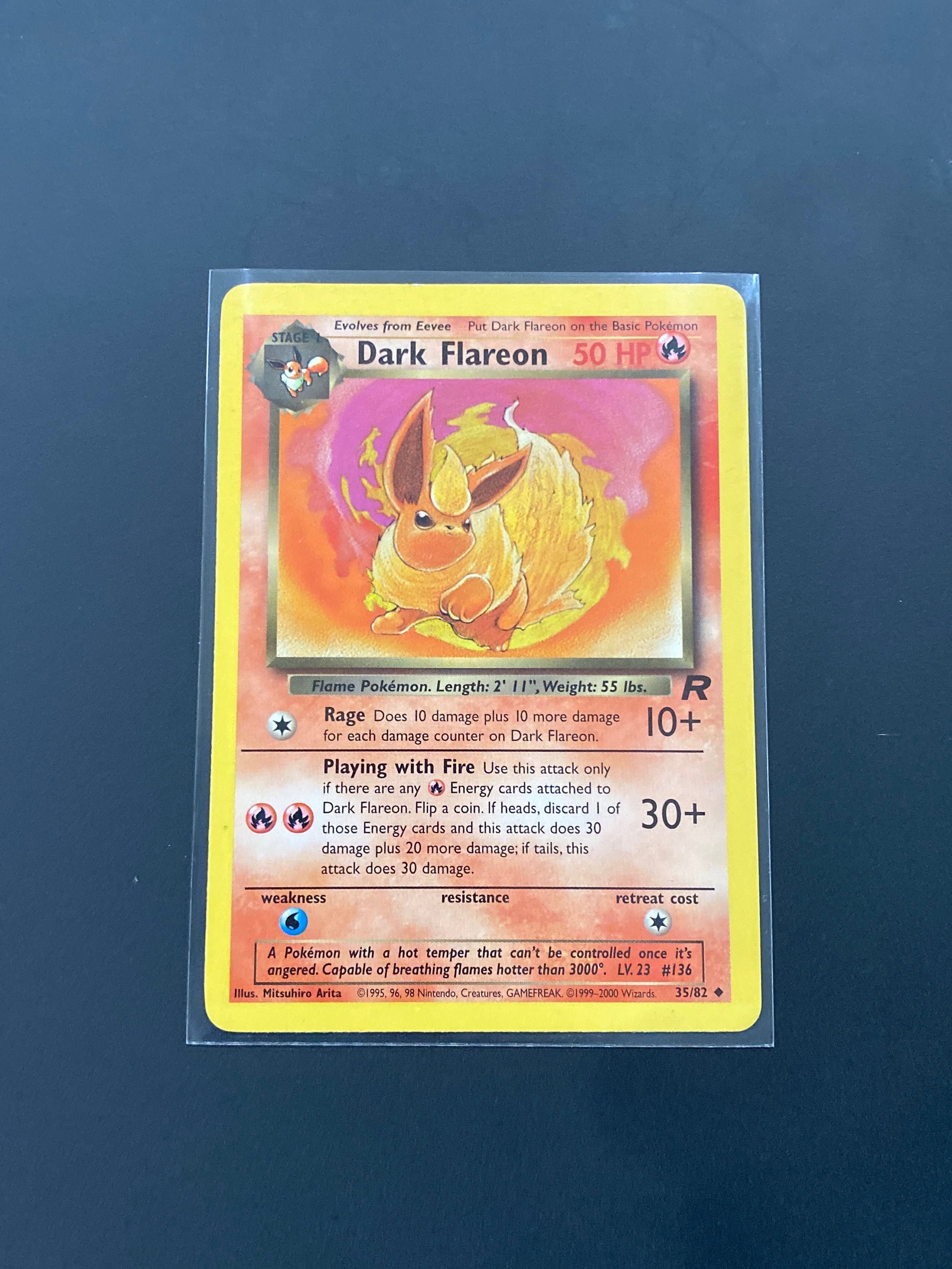 pokemon card dark flareon (Unlimited) Team Rocket 35/82  The Nerd Multiverse [RR] Playing with Fire (30+) Use this attack only if there are any R Energy cards attached to Dark Flareon Dark Flareon Pokemon Card, Team