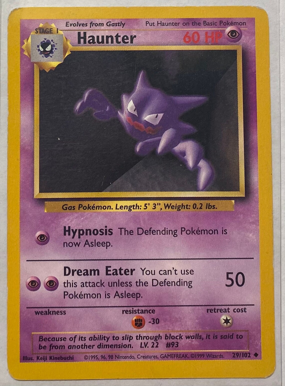 Haunter Pokemon Base Set 29 102 Authentic Vintage Etsy