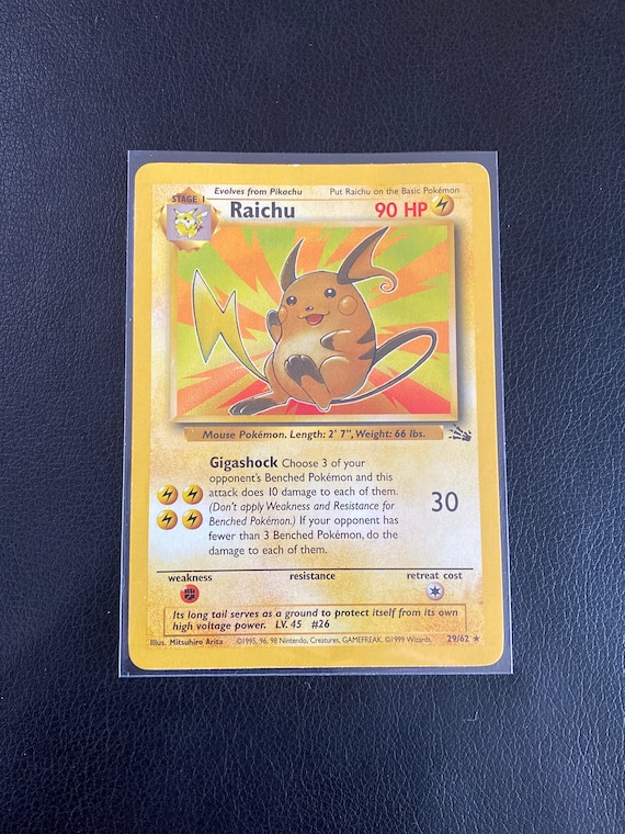 Raichu - Pokémon - Fossil 29/62 - Rare Vintage Authentic