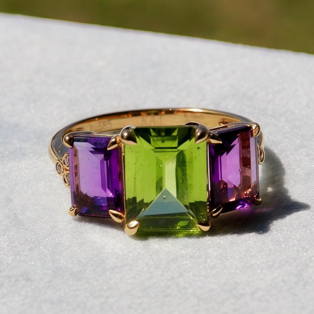 14Kソリッドゴールドフォーチュンナチュラルオリーブグリーン