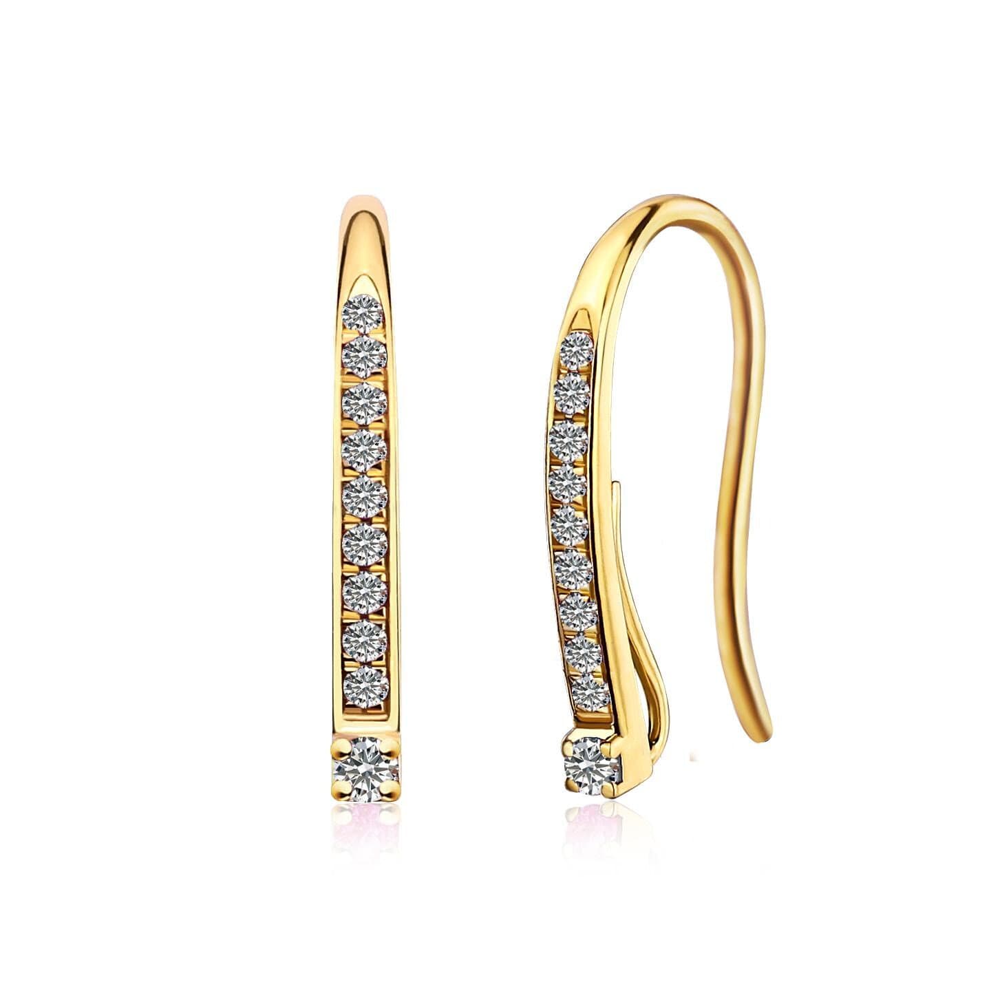 Paradise 14K Real Gold Natural Diamond Hook Earrings | Convertible