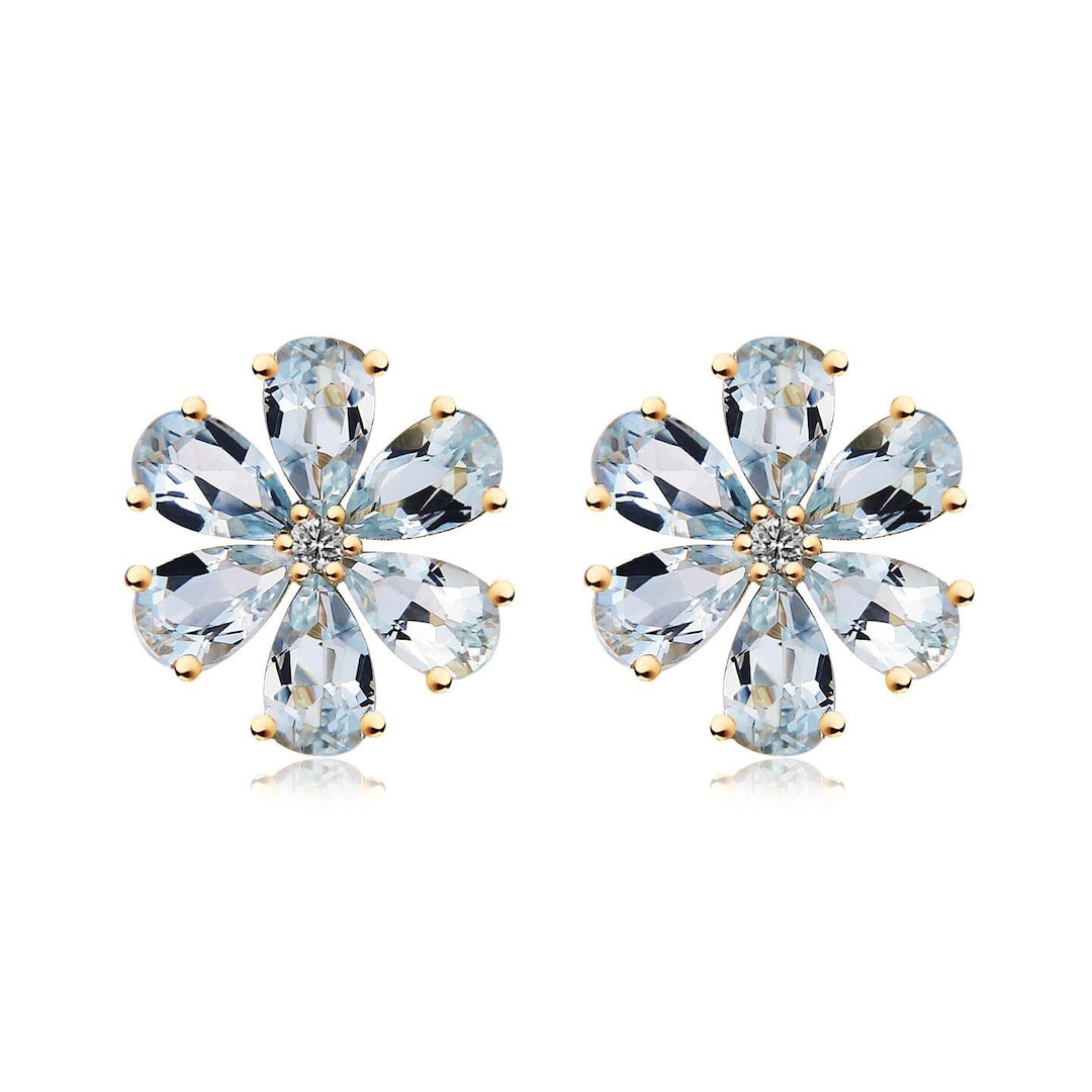 AQUAMARIN-DIAMANT-OHRHÄNGER. Weissgold 750, 12g