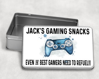 Personalised gamer snacks tin gamer gifts