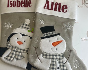 Personalised stocking penguin stocking snowman stocking