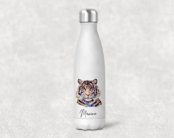 Tiger colourful personalised insulated bottle