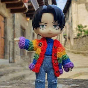 Rainbow Cardigan Sweater for nendoroid obitsu11 ob11 ymy 1/12 dolls