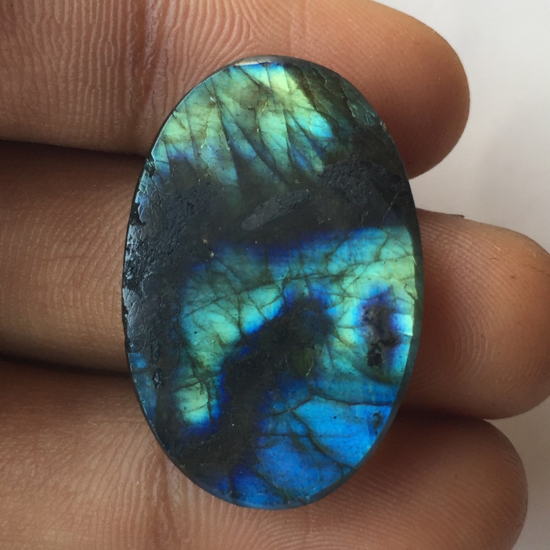 Beautiful Multi Green Flashy Labradorite Cabochon Handmade Loose Gemstone Smooth Stone Labradorite Gemstone Oval Shape Size 30x20x5 MM