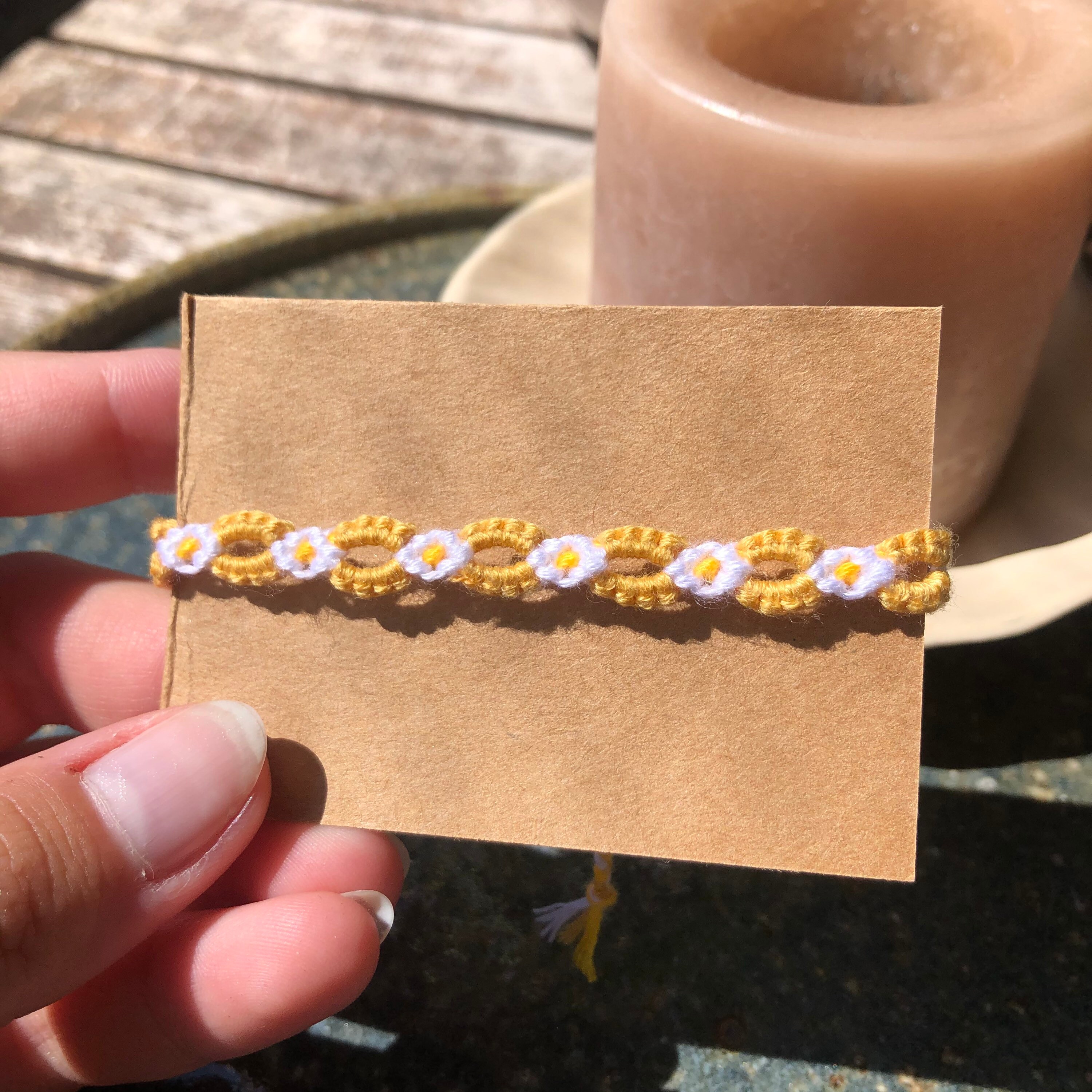 Braided bracelet in bloom/ Chain flower friendship bracelet Etsy