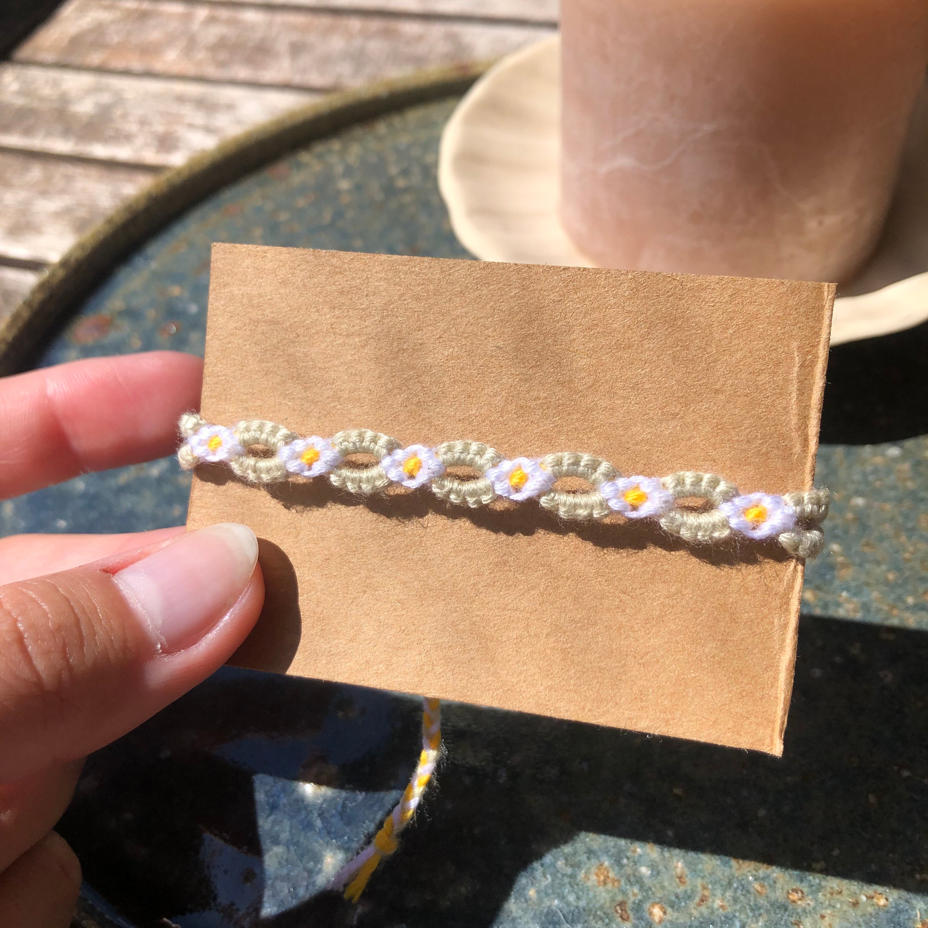 Braided bracelet in bloom/ Chain flower friendship bracelet Etsy