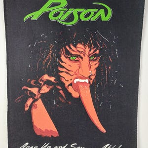 POISON vintage jaren 80 rugpatch origineel / haar glamoureus metaal bont gemêleerd crue opnaaiende patch Battle Jacket Poison Ratt Saxon