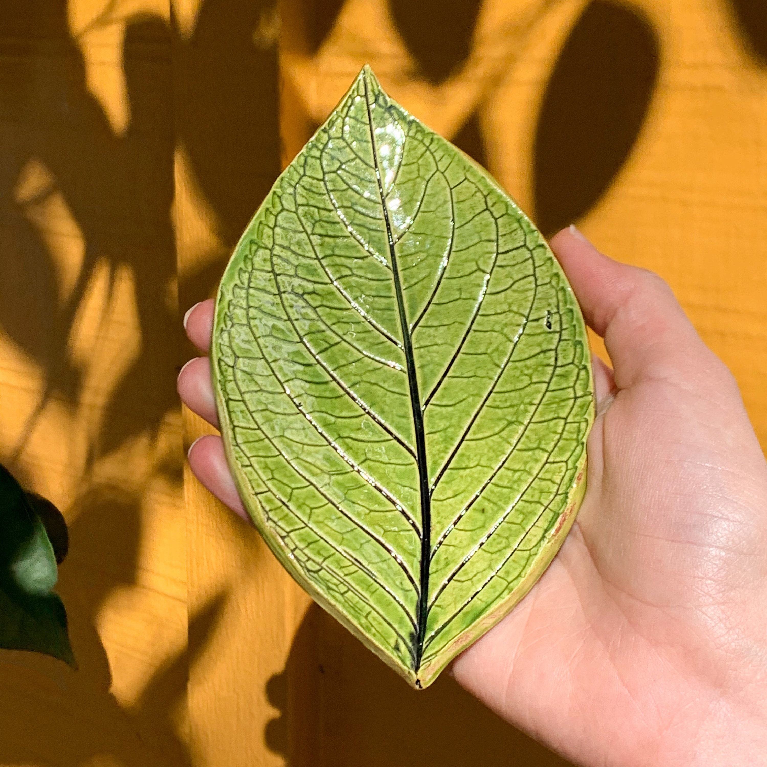 Green leaf nature print leaf plate green leaf ceramic leaf Etsy