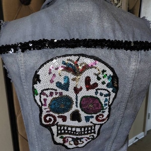 Upcycled Denim Vest or Sleeveless Jacket Handmade One of a Kind Wearable Art