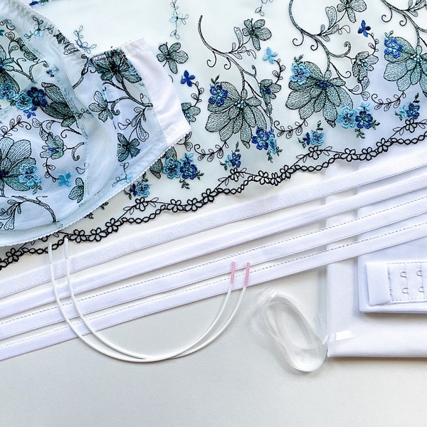 Bra Making Kit | Flowers in Blue