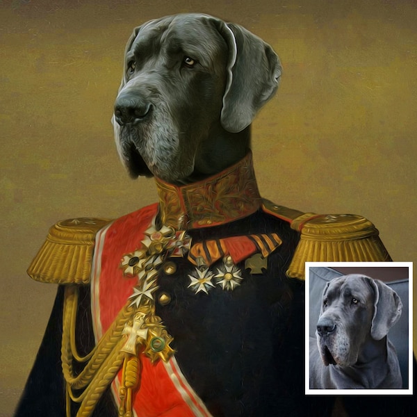 Custom Royal Pet Portrait from photo / CUSTOM Pet Portrait / Regal pet portrait / funny pet portrait / physical digital print