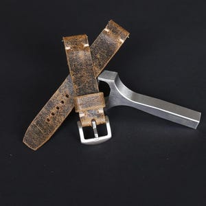 Handmade Brown Leather Watch Band: Vintage Full Grain Wristband