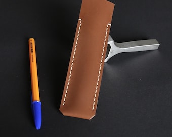 Handmade Leather Pen Case: Soft Brown Pencil Pouch
