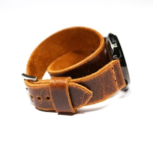 Handmade Brown Leather Watch Band: Long Wrap Wrist Strap